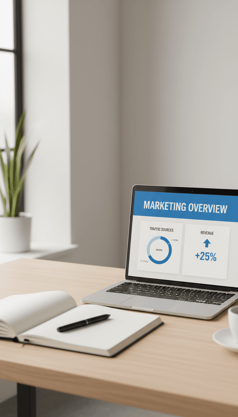 Minimalist marketing workspace